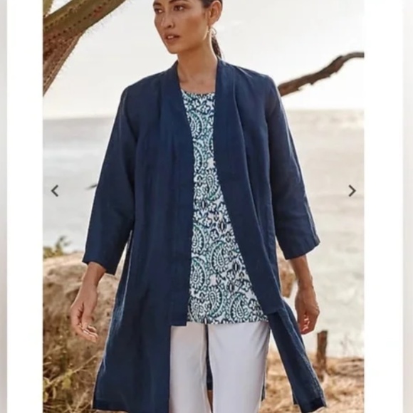 J. Jill Jackets & Blazers - J. Jill Navy Linen Duster -  Medium Petite